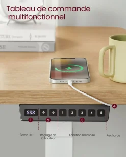 Hot SONGMICS Cadre de bureau électrique blanc