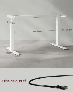 Hot SONGMICS Cadre de bureau électrique blanc