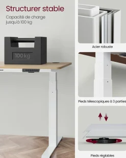 Hot SONGMICS Cadre de bureau électrique blanc