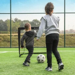 New SONGMICS Cage de foot enfant Noir