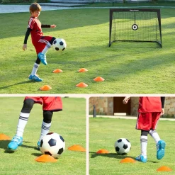 New SONGMICS Cage de foot enfant Noir