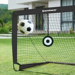 New SONGMICS Cage de foot enfant Noir