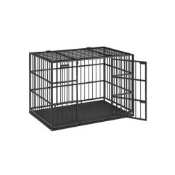 Clearance SONGMICS Cage pour chien ultra-résistante 107 x 70 x 75 cm double porte noir d'encre