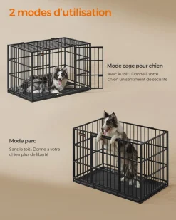Clearance SONGMICS Cage pour chien ultra-résistante 107 x 70 x 75 cm double porte noir d'encre