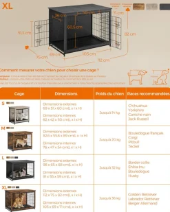 Outlet SONGMICS Cage pour chiens plateau amovible moderne noir d'encre