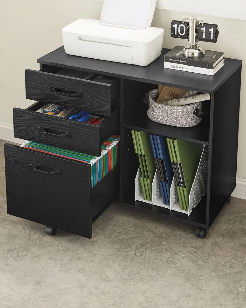 New SONGMICS Caisson 2 tiroirs industriel Brun Vintage Noir