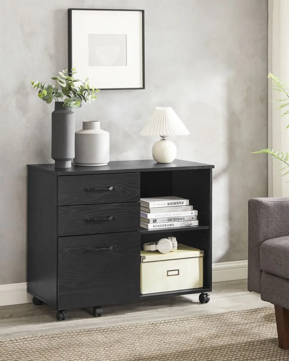 New SONGMICS Caisson 2 tiroirs industriel Brun Vintage Noir