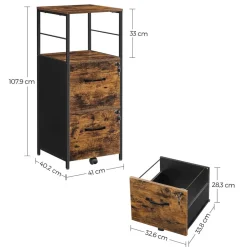 Shop SONGMICS Caisson 2 tiroirs noir