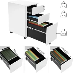 New SONGMICS Caisson 2 tiroirs noir mat
