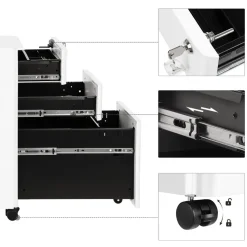 New SONGMICS Caisson ２ tiroirs rustique Brun Vintage Noir