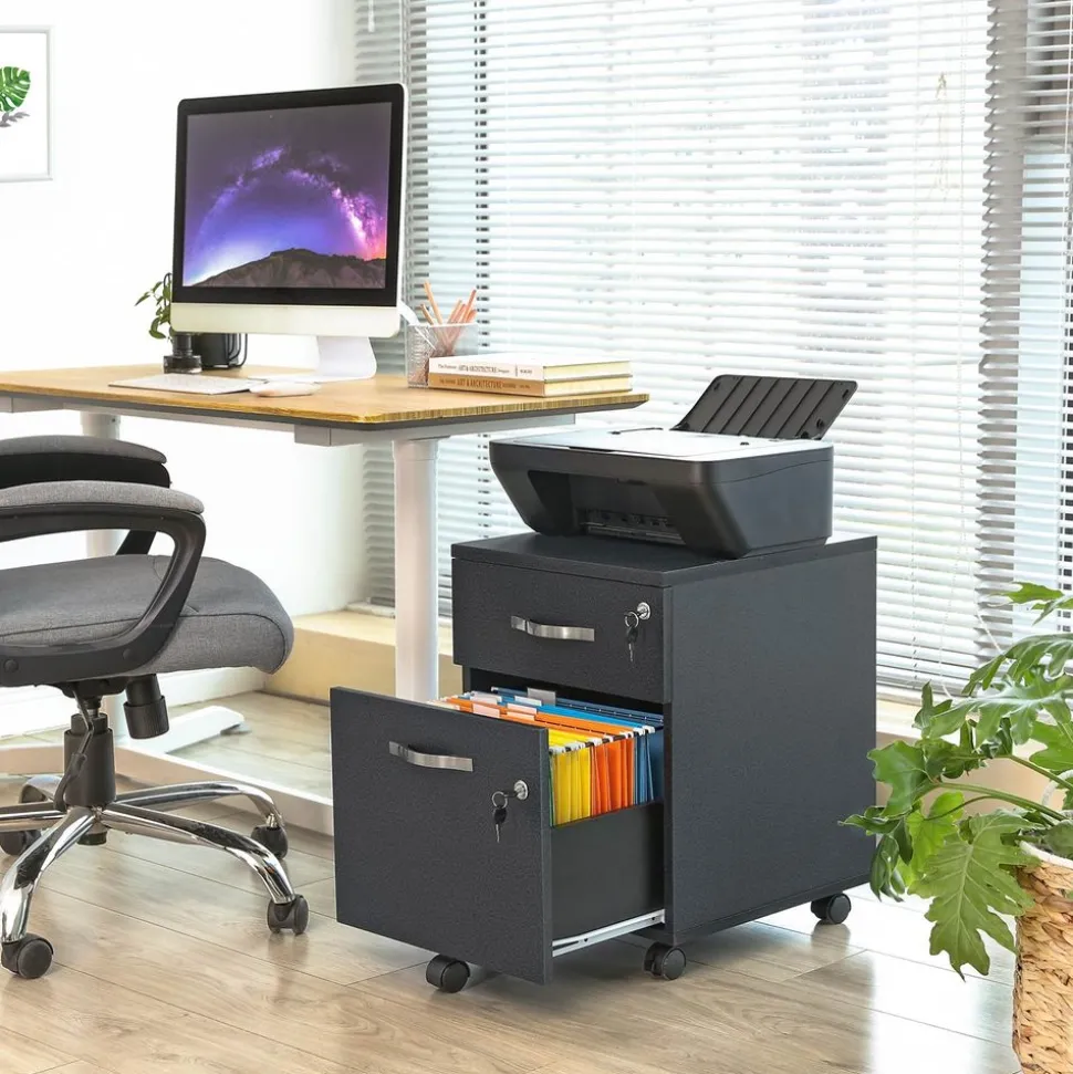 Hot SONGMICS Caisson bureau marron rustique