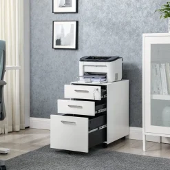 Fashion SONGMICS Caisson bureau mobile 2 tiroirs en tissu marron rustique noir d'encre