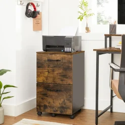 Best SONGMICS Caisson bureau mobile 3 tiroirs marron rustique noir