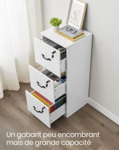 New SONGMICS Caisson de Bureau Blanc