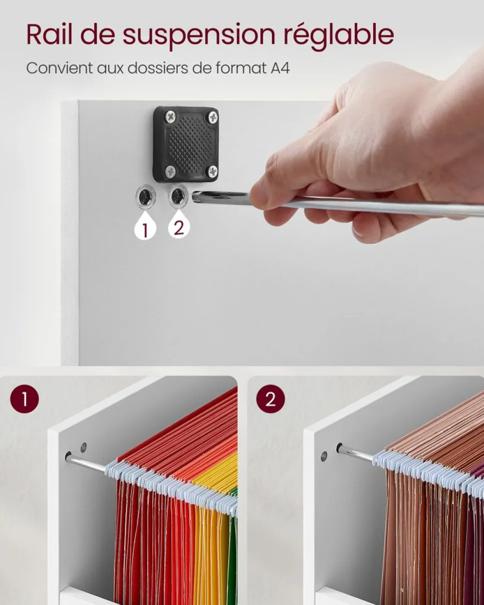 New SONGMICS Caisson de Bureau Blanc