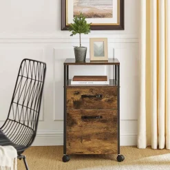 Shop SONGMICS Caisson de bureau à 2 portes en acier noir