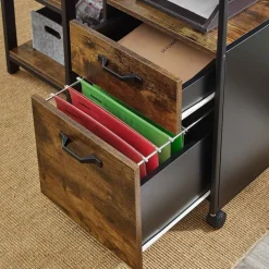 Shop SONGMICS Caisson de bureau à 2 portes en acier noir