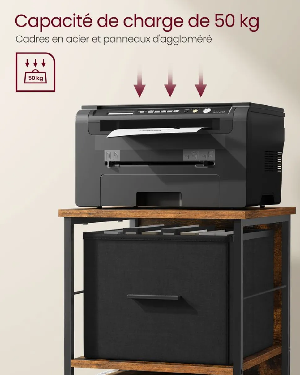 Fashion SONGMICS Caisson de bureau à 3 tiroirs verrouillables blanc nuage