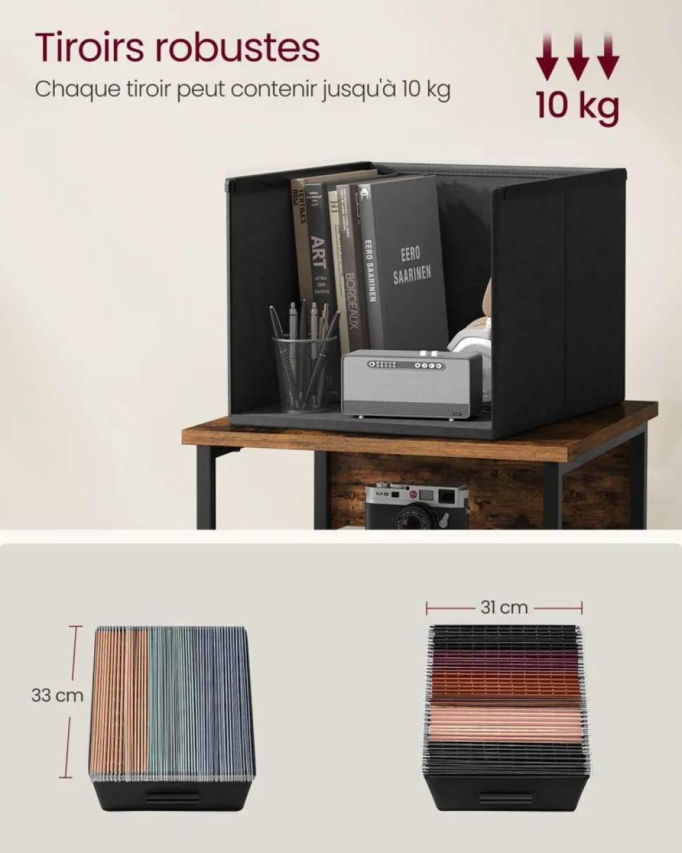 Fashion SONGMICS Caisson de bureau à 3 tiroirs verrouillables blanc nuage