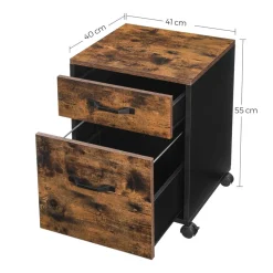 Discount SONGMICS Caisson de bureau 3 tiroirs mobile industriel Marron Rustique + Noir