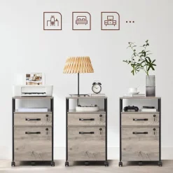 Online SONGMICS Caisson de bureau 2 tiroirs marron rustique et noir Marron Rustique + Noir