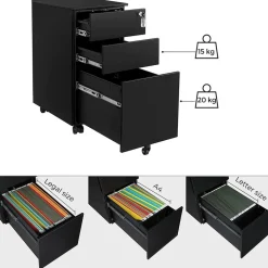 New SONGMICS Caisson de bureau mobile avec 4 tiroirs blanc nuage