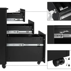 New SONGMICS Caisson de bureau mobile avec 4 tiroirs blanc nuage