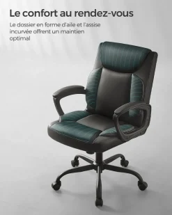 Online SONGMICS Chaise de bureau capacité de charge 150 kg noir d'encre