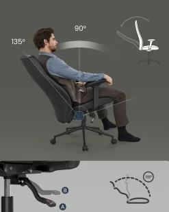 Hot SONGMICS Chaise de bureau pivotante tissu coton-lin rose bonbon