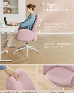 Fashion SONGMICS Chaise de bureau pivotante PU noir d'encre