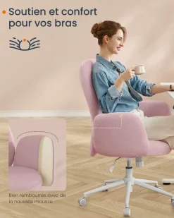 Fashion SONGMICS Chaise de bureau pivotante PU noir d'encre