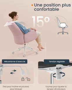 Fashion SONGMICS Chaise de bureau pivotante PU noir d'encre