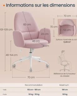 Fashion SONGMICS Chaise de bureau pivotante PU noir d'encre