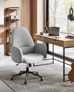 Fashion SONGMICS Chaise de bureau pivotante PU noir d'encre