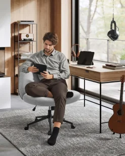 Discount SONGMICS Chaise de bureau tissu coton-lin rose bonbon