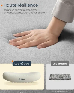 Best Sale SONGMICS Chaise de bureau tissu coton-lin gris tourterelle