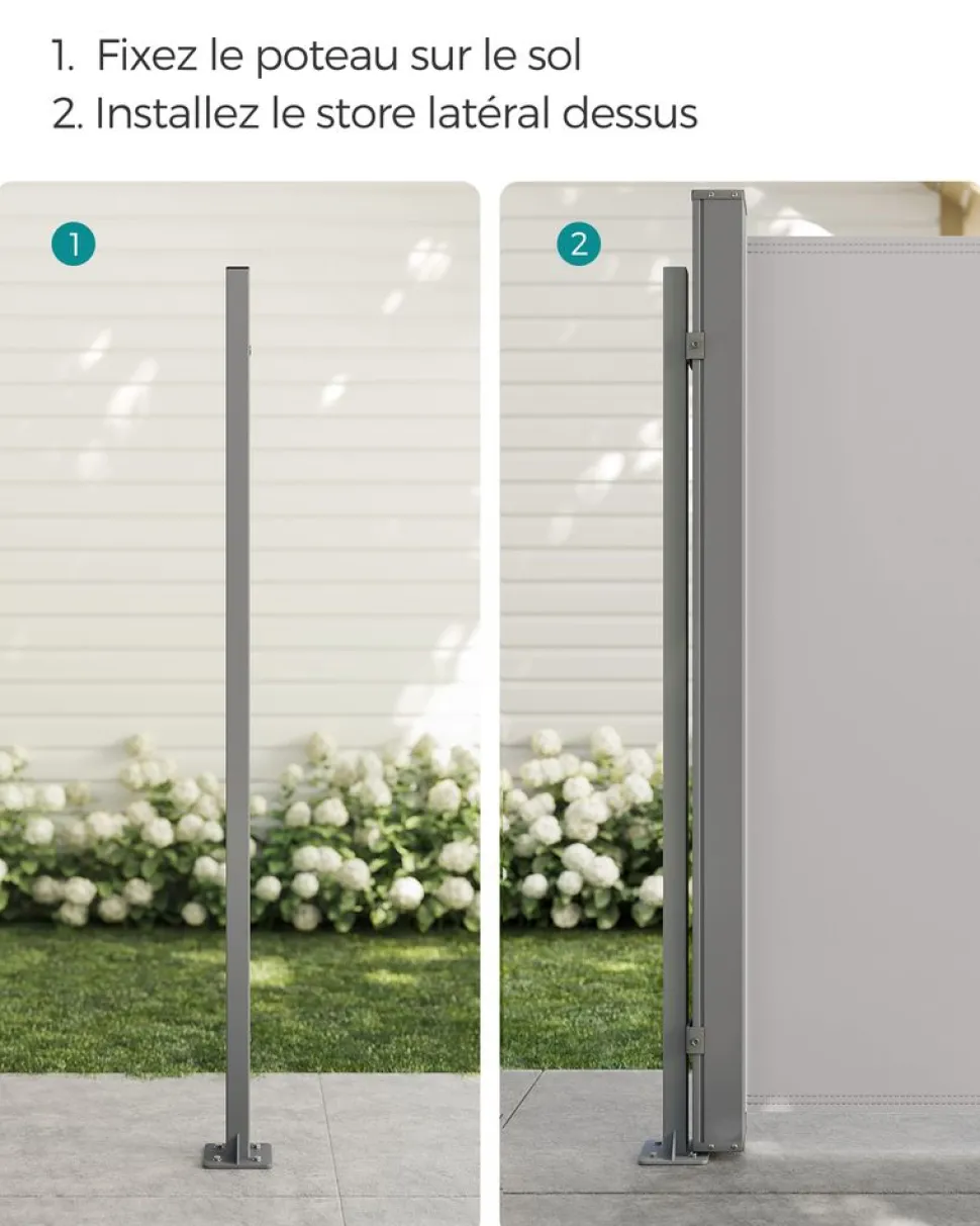 Store SONGMICS Chaise de plage bleu blanc