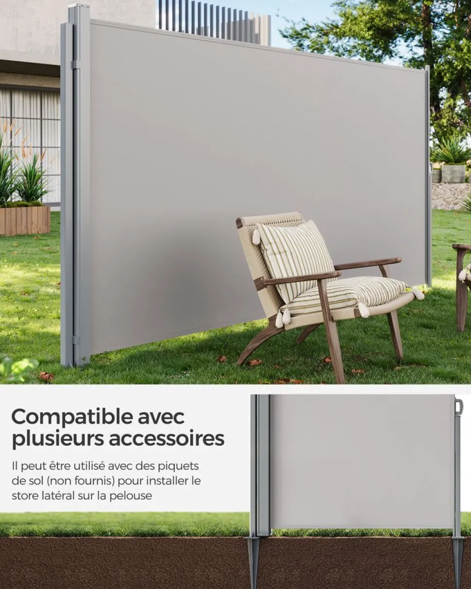 Store SONGMICS Chaise de plage bleu blanc