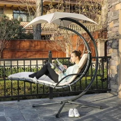 New SONGMICS Chaise de plage rouge Blanc