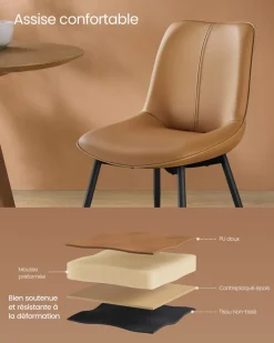 Cheap SONGMICS Chaise de salle à manger pieds réglables marron caramel