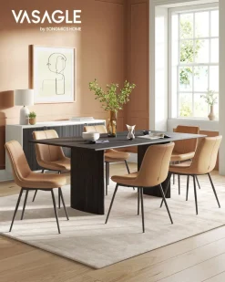 Cheap SONGMICS Chaise de salle à manger pieds réglables marron caramel