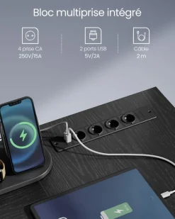 Store SONGMICS Chaise pivotant rembourrée réglable bleu