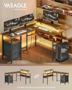 Store SONGMICS Chaise pivotant rembourrée réglable bleu