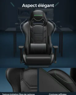 Hot SONGMICS Chaise repose-pieds Noir