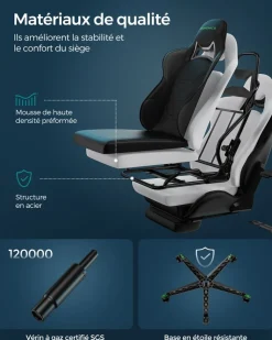 Hot SONGMICS Chaise repose-pieds Noir