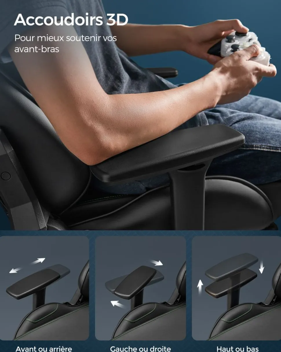 Hot SONGMICS Chaise repose-pieds Noir