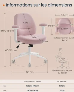 Online SONGMICS Chaise réglable avec dossier et socle rose bonbon