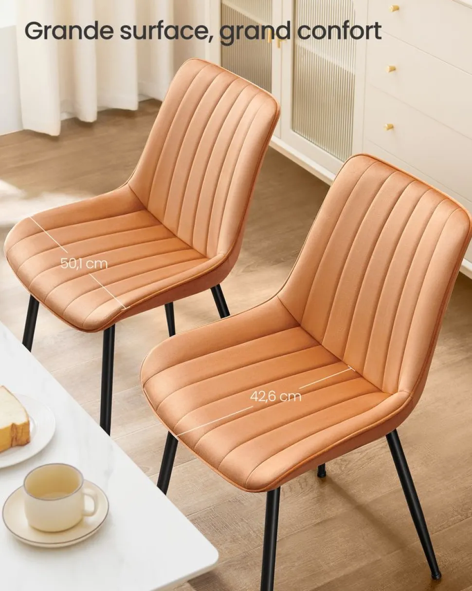 Fashion SONGMICS Chaise salle à manger fauteuil pivotant charge 120 kg marron caramel et noir d'encre