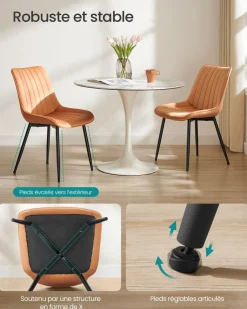 Fashion SONGMICS Chaise salle à manger fauteuil pivotant charge 120 kg marron caramel et noir d'encre