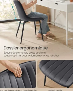 Fashion SONGMICS Chaise salle à manger fauteuil pivotant charge 120 kg marron caramel et noir d'encre